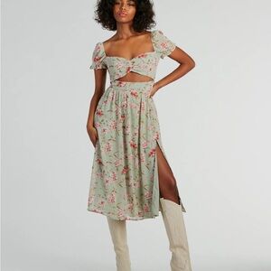 Windsor Green Ruched Puff Sleeve Sundress